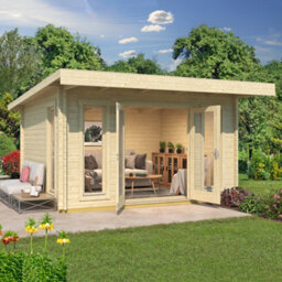 Lasita Maja Lasita Bingham 2 Log Cabin Pent Summer House - 3.99M X 3.09M - Modern Garden Summer House - Double Glazed - thumbnail 2