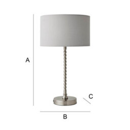 Valuelights Maeve Grey Fabric Drum Lamp Shade Brushed Chrome Bobbin Bobble Table Lamp - thumbnail 6
