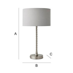 Valuelights Maeve Grey Fabric Drum Lamp Shade Brushed Chrome Bobbin Bobble Table Lamp - thumbnail 8