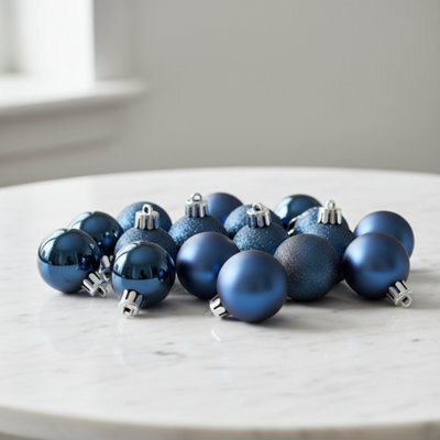 15 Pack Shatterproof Midnight Blue Baubles - image 1