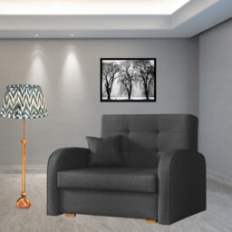 Viva Gold I Single Sofa Bed With Storage Compact Design Sinuous Springs Wooden Legs Modern Upholstered Style Dark Grey