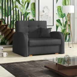 Viva Gold I Single Sofa Bed With Storage Compact Design Sinuous Springs Wooden Legs Modern Upholstered Style Dark Grey - thumbnail 4