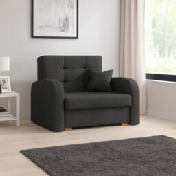 Viva Gold I Single Sofa Bed With Storage Compact Design Sinuous Springs Wooden Legs Modern Upholstered Style Dark Grey - thumbnail 2