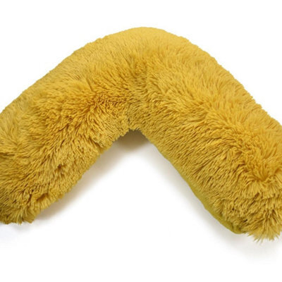 Homes & Linen Teddy Cuddles V Pillow Case For Neck Maternity Back Support Soft Warm Plush Cosy Fleece V Shape (Ochre )