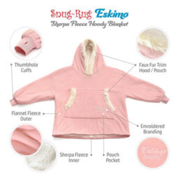 Snug Rug Eskimo - Pink Quartz Wearable Blanket Oversized Hoodie Blankets For Adults Hooded - thumbnail 4