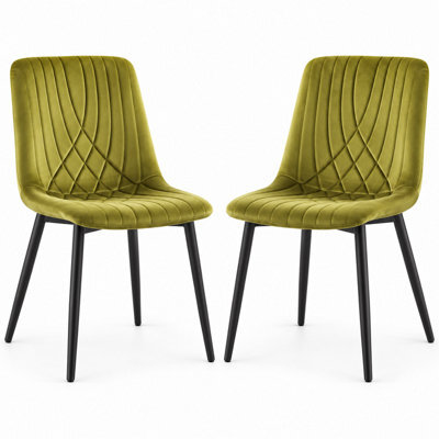 Oira Homes Modern Olive Green Milo Velvet Dining Chairs Modern Diamond Ribbed Kitchen Dining Chairs Set Of 4 - image 1