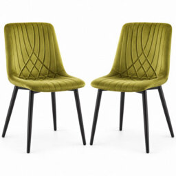 Oira Homes Modern Olive Green Milo Velvet Dining Chairs Modern Diamond Ribbed Kitchen Dining Chairs Set Of 4 - thumbnail 1