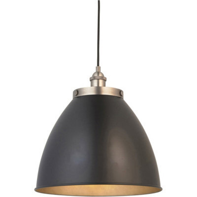 Loops Hanging Ceiling Pendant Light - Large - Aged Pewter Plate & Matt Black Paint - 10W Led E27 - image 1