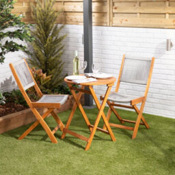 Alfresia Acacia Wood Garden Bistro Set With Roundtable, Folding Table And Chairs Set For Two - thumbnail 2