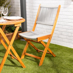 Alfresia Acacia Wood Garden Bistro Set With Roundtable, Folding Table And Chairs Set For Two - thumbnail 3
