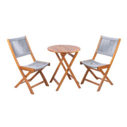 Alfresia Acacia Wood Garden Bistro Set With Roundtable, Folding Table And Chairs Set For Two - thumbnail 1