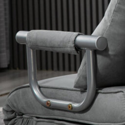 Wyld Haus Yorito Suedette Light Grey Convertible Chair Bed With Adjustable Backrest And Pillow - thumbnail 9