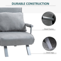 Wyld Haus Yorito Suedette Light Grey Convertible Chair Bed With Adjustable Backrest And Pillow - thumbnail 7