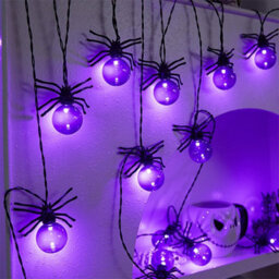 Amorly Large Spider Halloween String Lights, Purple Led Battery Powered 20 Led 9.8 Ft Spider Fairy Lights For Home Fireplace Windows - thumbnail 6