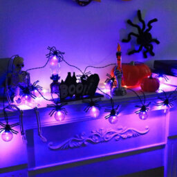 Amorly Large Spider Halloween String Lights, Purple Led Battery Powered 20 Led 9.8 Ft Spider Fairy Lights For Home Fireplace Windows - thumbnail 7
