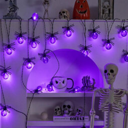 Amorly Large Spider Halloween String Lights, Purple Led Battery Powered 20 Led 9.8 Ft Spider Fairy Lights For Home Fireplace Windows - thumbnail 4