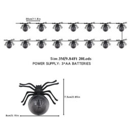 Amorly Large Spider Halloween String Lights, Purple Led Battery Powered 20 Led 9.8 Ft Spider Fairy Lights For Home Fireplace Windows - thumbnail 5