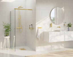 Smedbo Brushed Brass Double Sided Mirror - Wall Mounted Extendable Swing Arm Swivel 7X Magnification Bathroom Makeup Or Shaving - thumbnail 2