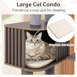 Costway Multi-Level Cat Tree Indoor Cat 151Cm Tall Cat Tower W/cushion Top Perch - thumbnail 9