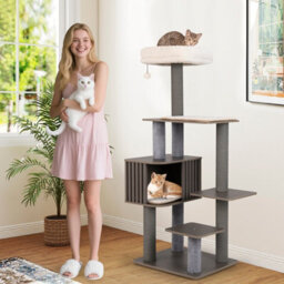 Costway Multi-Level Cat Tree Indoor Cat 151Cm Tall Cat Tower W/cushion Top Perch - thumbnail 4