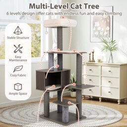 Costway Multi-Level Cat Tree Indoor Cat 151Cm Tall Cat Tower W/cushion Top Perch - thumbnail 7