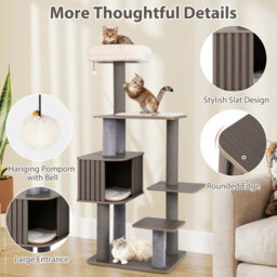 Costway Multi-Level Cat Tree Indoor Cat 151Cm Tall Cat Tower W/cushion Top Perch - thumbnail 5