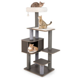 Costway Multi-Level Cat Tree Indoor Cat 151Cm Tall Cat Tower W/cushion Top Perch - thumbnail 1