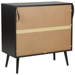 Wyld And Coco Rattan 3-Drawer Chest Black With Rubberwood Legs, Compact Storage W80 X D40 X H80Cm - thumbnail 6