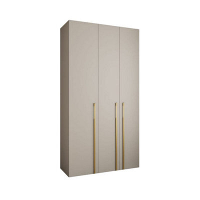 Arte Elegant Cashmere Como 3 Hinged Door Wardrobe H2460mm W1300mm D500mm, Three Doors, Eight Shelves, Hanging Rail, Vertical Handles - image 1