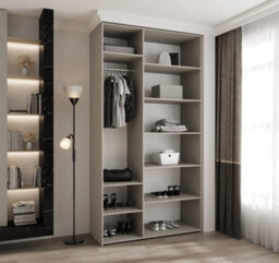 Arte Elegant Cashmere Como 3 Hinged Door Wardrobe H2460mm W1300mm D500mm, Three Doors, Eight Shelves, Hanging Rail, Vertical Handles - thumbnail 3