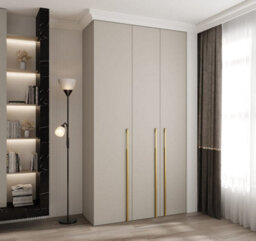 Arte Elegant Cashmere Como 3 Hinged Door Wardrobe H2460mm W1300mm D500mm, Three Doors, Eight Shelves, Hanging Rail, Vertical Handles - thumbnail 2