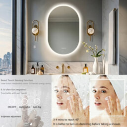 Luvodi 600X900mm Oval Led Bathroom Mirror With Demister 3 Color Dimmable Light Horizontal / Vertical - thumbnail 3