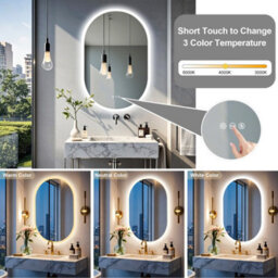 Luvodi 600X900mm Oval Led Bathroom Mirror With Demister 3 Color Dimmable Light Horizontal / Vertical - thumbnail 4
