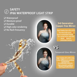 Luvodi 600X900mm Oval Led Bathroom Mirror With Demister 3 Color Dimmable Light Horizontal / Vertical - thumbnail 6