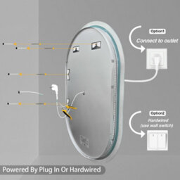Luvodi 600X900mm Oval Led Bathroom Mirror With Demister 3 Color Dimmable Light Horizontal / Vertical - thumbnail 9