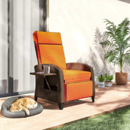 Outsunny Garden Recliner With Cushion, Rattan Recliner Chair With Armrests - thumbnail 9