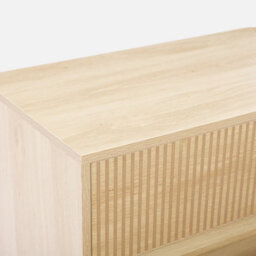 Sweeek - 3-Drawer Chest With Grooved Wooden Detail Linear Light Wood 80X40X80 Cm - thumbnail 4