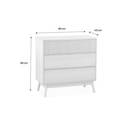 Sweeek - 3-Drawer Chest With Grooved Wooden Detail Linear Light Wood 80X40X80 Cm - thumbnail 7