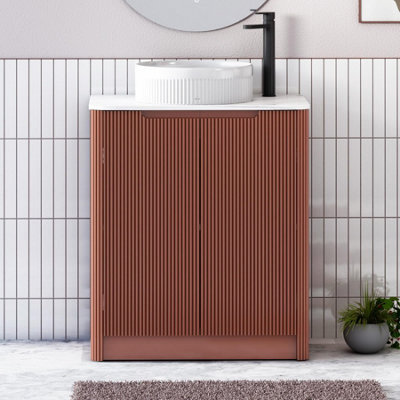 Royal Bathrooms Avenza 700mm Terracotta Clay Floor Standing Bathroom Vanity Unit 2 Door With Round Basin - image 1