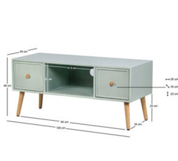 Nordlys Tv Stand With 2 Drawers In Mint Green Wood Sea Side Style Living Room - thumbnail 6