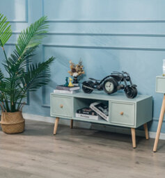 Nordlys Tv Stand With 2 Drawers In Mint Green Wood Sea Side Style Living Room - thumbnail 4