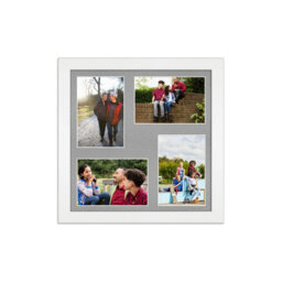 AK Frames 12X12 White Modern Multi Photo Frame With Silver Mount - Holds 4 Apertures (4X) 6X4 Photos - thumbnail 1