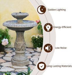 Sunlinua Elegant Solar Water Fountain Two-Tier Outdoor Bubbler Feature 63X63X93Cm For Garden Patio Deck Yard - thumbnail 4