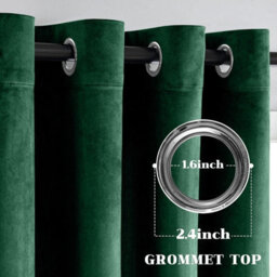 Moonlight Bedding Velvet Ring Top Curtains- Fully Lined Dim Out Blackout Pair, Ultra Soft Thermal Curtains (Emerald, 66 X 54 Inch) - thumbnail 4
