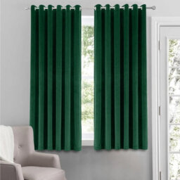 Moonlight Bedding Velvet Ring Top Curtains- Fully Lined Dim Out Blackout Pair, Ultra Soft Thermal Curtains (Emerald, 66 X 54 Inch) - thumbnail 1