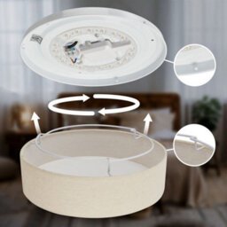 Briloner Mains-Powered Led Beige Fabric Shade Ceiling Light (Dia)38Cm - thumbnail 8