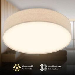 Briloner Mains-Powered Led Beige Fabric Shade Ceiling Light (Dia)38Cm - thumbnail 2