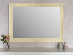 Downton Interiors Extra Large Antique Style Cream Wood Frame Wall Mirror 106Cm