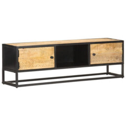 Vidaxl Tv Cabinet With Carved Door 130X30X40 Cm Rough Mango Wood - thumbnail 9