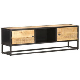 Vidaxl Tv Cabinet With Carved Door 130X30X40 Cm Rough Mango Wood - thumbnail 8